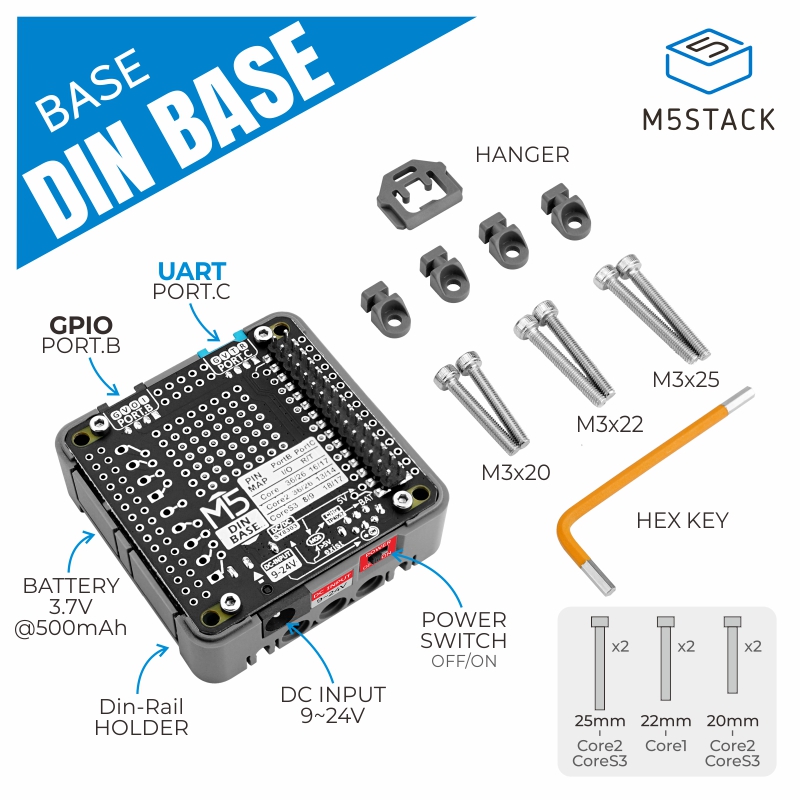 M5Stack - Base Din oficial M5Stack con batería