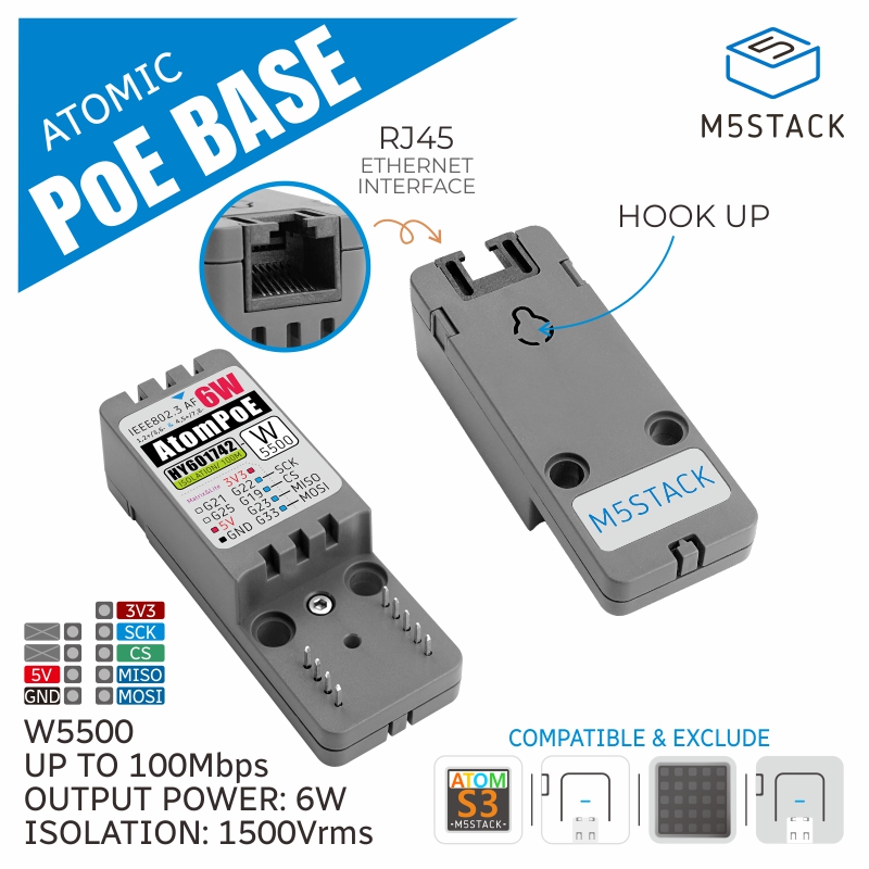 M5Stack - Base PoE ATOMIC oficial M5Stack W5500