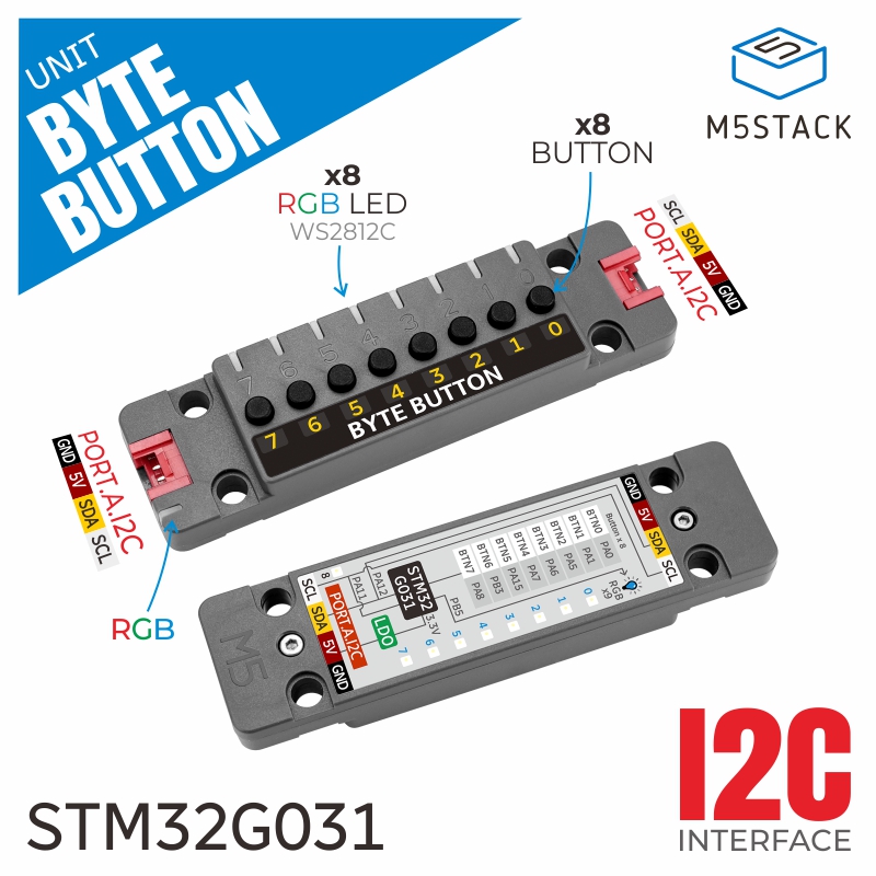 M5Stack - M5Stack, unidad oficial ByteButton, interruptor táctil